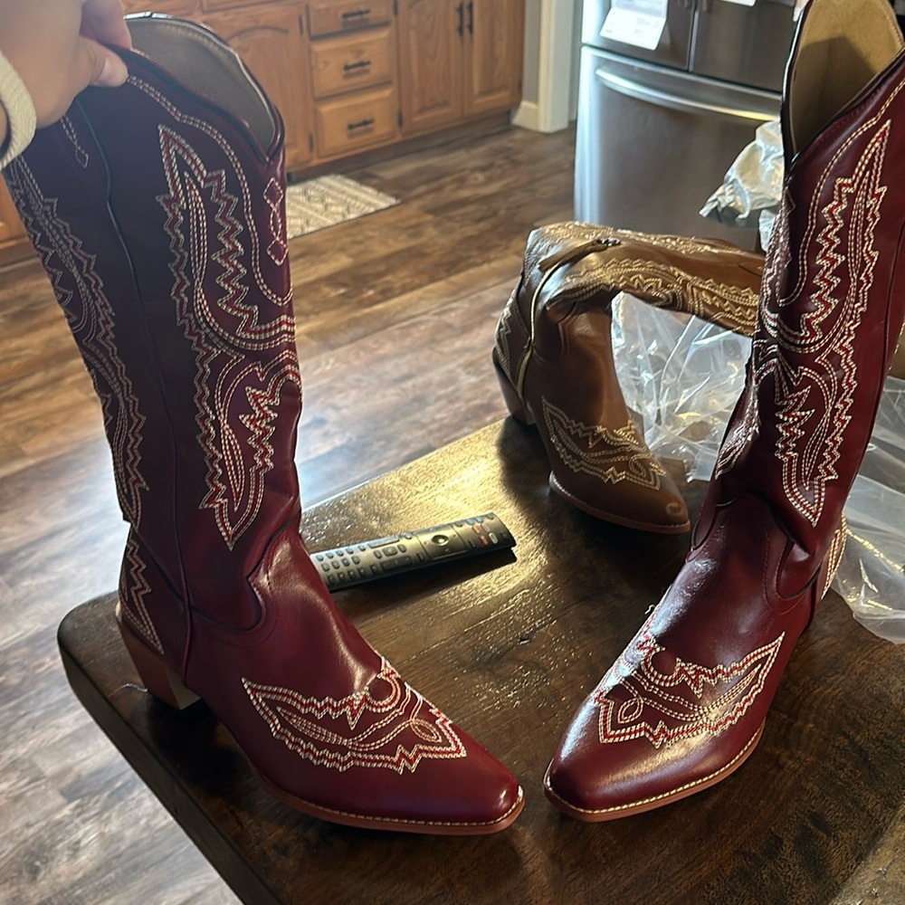 Red women’s cowboy boots